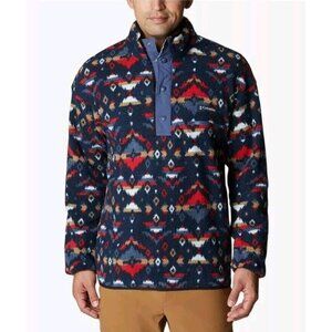 Columbia Men's Helvetia Half Snap Fleece Pullover Navy Rocky Mountain Sz L A6-4